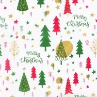 Бумага упаковочная тишью "Зимний лес", белая, 50 х 66 см