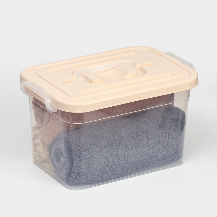 Контейнер для хранения с крышкой Доляна, 6,5 л, 31&times;20&times;18 см, цвет бежевый