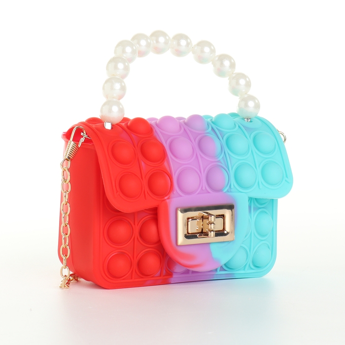 Сумка детская для девочки на замке «Выбражулька», pop it, цвет красный/сиреневый/бирюзовый Сумка детская для девочки на замке «Выбражулька», pop it, цвет красный/сиреневый/бирюзовый