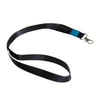 Лента для бейджа, 15 мм х 80 см, с металлическим карабином, чёрная