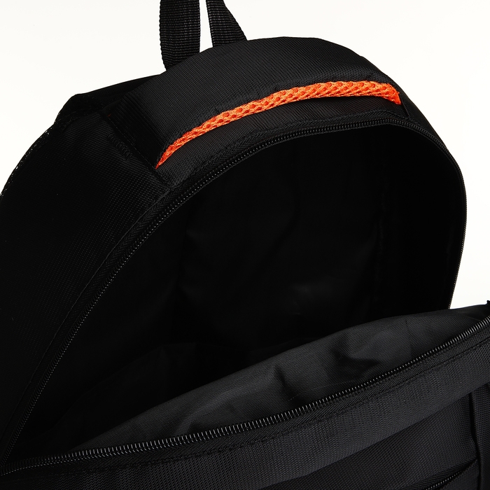 Рюкзак школьный на молнии, 4 кармана, цвет чёрный/оранжевый