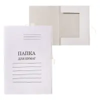 Папка для бумаг с завязками Calligrata, мелованный картон, 370 г/м2, до 200 листов, белая