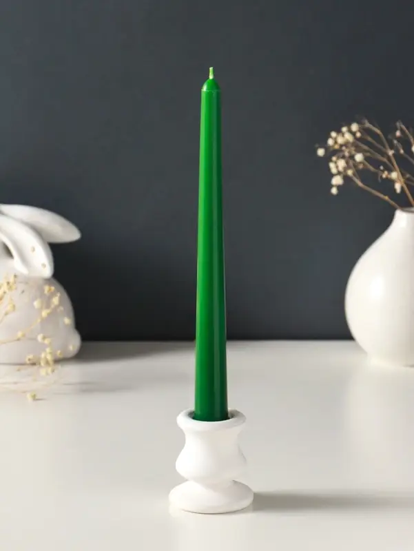 Набор свечей античных, 2,3х 24,5 см, 5 ч, 55 г, 4 штуки, тёмно-зелёный