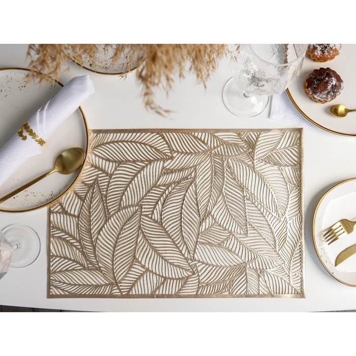 Салфетка сервировочная на стол Доляна &laquo;Листопад&raquo;, 45&times;30 см, цвет золотой