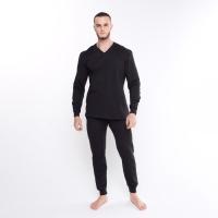 Термобельё мужское НАЧЁС (фуфайка/кальсоны), цвет чёрный, размер 54