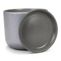 Горшок цветочный с поддоном 5,4 л, d22/h19 см серый керамика, "Перл" (М)