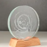 Сувенир стекло свет "Диск. Высадка космонавта на луну" 5хLED d=10 см, USB 10х4х11,4 см