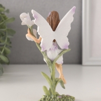 Сувенир полистоун "Девушка-фея в сиреневом платье на цветке" 7,5х6х14 см