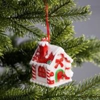 Ёлочная игрушка &laquo;Имбирный домик&raquo; 6 &times; 8,5 &times; 5.5 см, от батареек, свечение тёплое белое