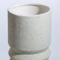 Ваза керамика настольная "Бэрри" прямая кольца, h=24,5 d=11 см, белый