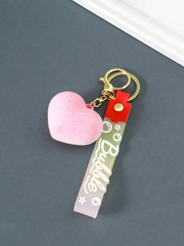Брелок с карабином, ремешком "Бархатное сердце" 2х5,3х20,5 см
