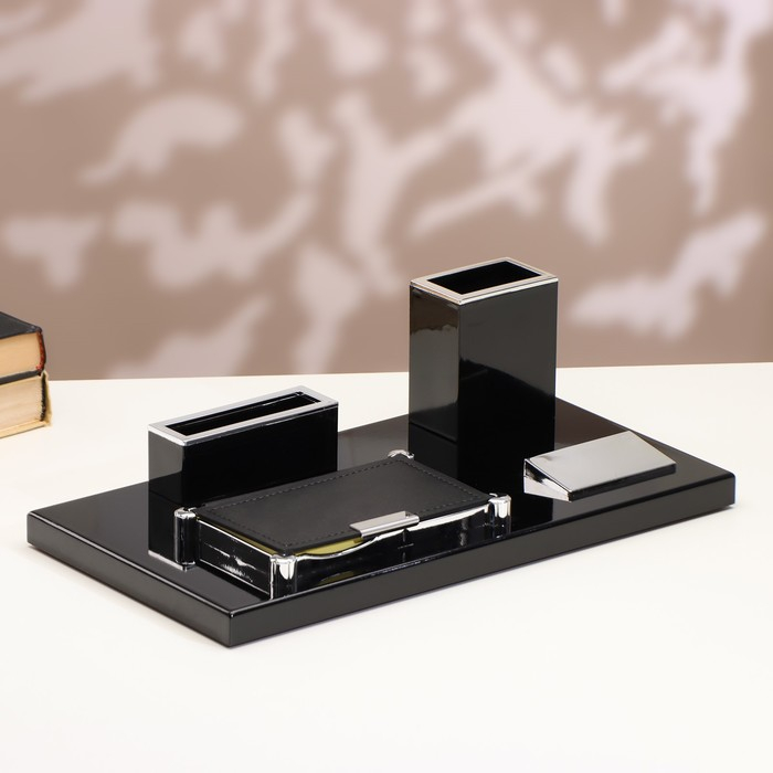 Набор настольный канцелярский 4в1 с визитницей, микс Набор настольный канцелярский 4в1 с визитницей, микс