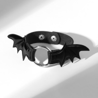 Браслет кожа &laquo;Летучая мышь&raquo;, цвет чёрный в серебре