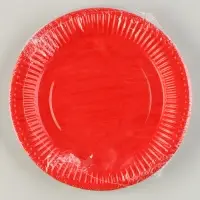 Тарелка одноразовая бумажная однотонная, красная