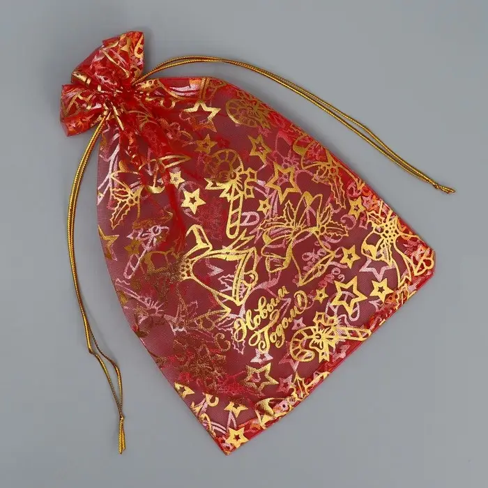 Мешочек подарочный органза &laquo;Новогодние игрушки&raquo;, 16 х 24 см +/- 1.5 см