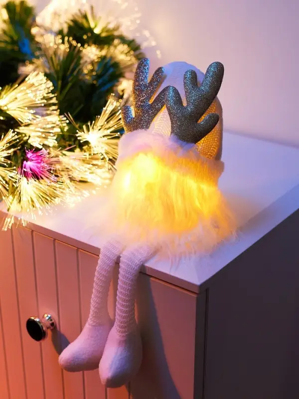 Фигура текстиль &laquo;Гном белая шапочка&raquo; 33 см, 1 LED, от батареек AG13&times;3, свечение тёплое белое