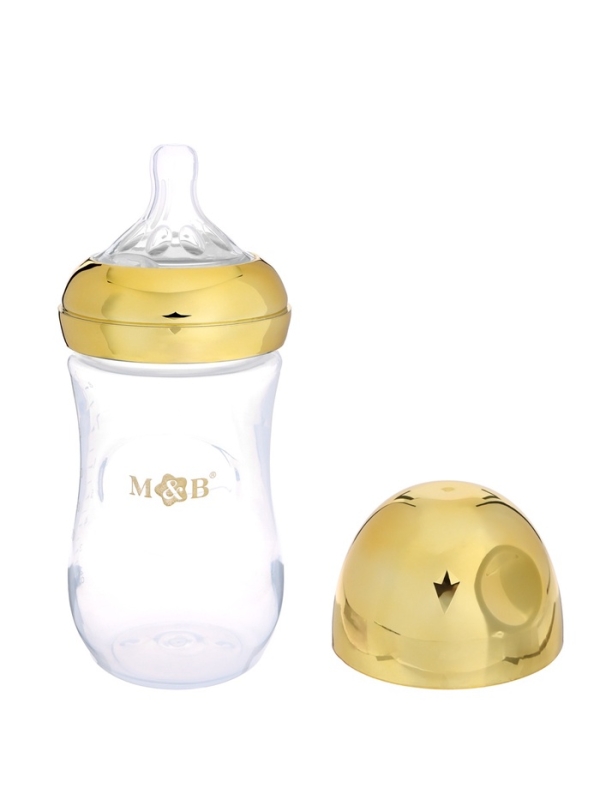 Бутылочка для кормления с наклейками &laquo;Корона&raquo; от 0 мес., 250 мл., цвет золотой, M&B