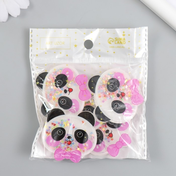 Шейкер для творчества акрил "Панда с бантом" с глиттером набор 5 шт 0,6х4,4х4,3 см