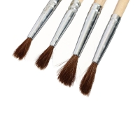 Набор кистей пони 4 штуки: № 2, 4, 6, 8, круглые, с деревянными ручками, в блистере