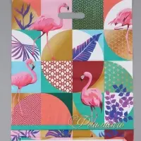 Пакет "Яркий фламинго, полиэтиленовый с вырубной ручкой, 41х51 80 мкм