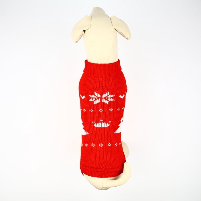 Одежда для собак. Свитер вязаный с орнаментом «Новогодний», красный, размер M Одежда для собак. Свитер вязаный с орнаментом «Новогодний», красный, размер M