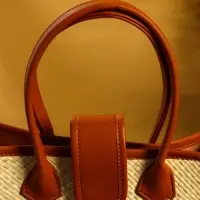 Сумка плетёная на застёжке из пандана 30х10х35 см, бежево-коричневый