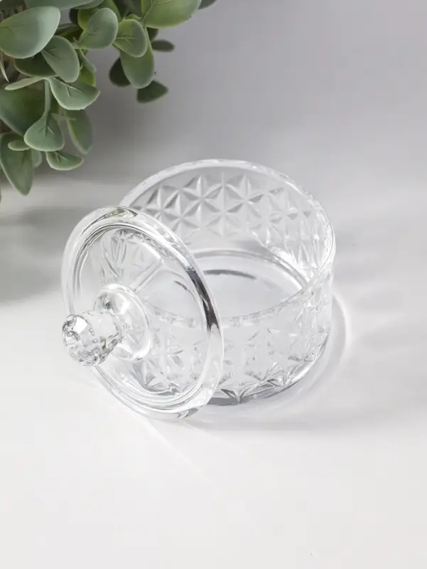 Шкатулка стекло "Ромбы и бриллиант" прозрачная 6,5х6,5х7 см