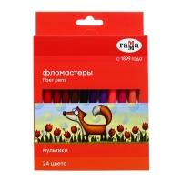 Фломастеры 24 цвета Гамма "Мультики", смываемые, картонная упаковка, европодвес, 120822_24 Фломастеры 24 цвета Гамма "Мультики", смываемые, картонная упаковка, европодвес, 120822_24