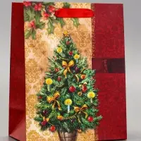 Пакет подарочный ламинированный "Новогодняя ёлка" 18 х 23 х 10 см