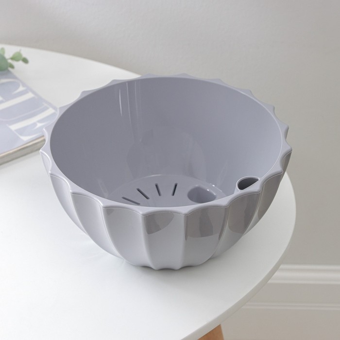 Кашпо для цветов с автополивом &laquo;Ракушка&raquo;, 2,4 л, d=22см, h=10,5 см, цвет серый