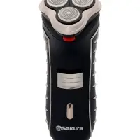 Электробритва Sakura SA-5414BK, АКБ, сеточная, 3 плавающие головки, триммер, чёрная