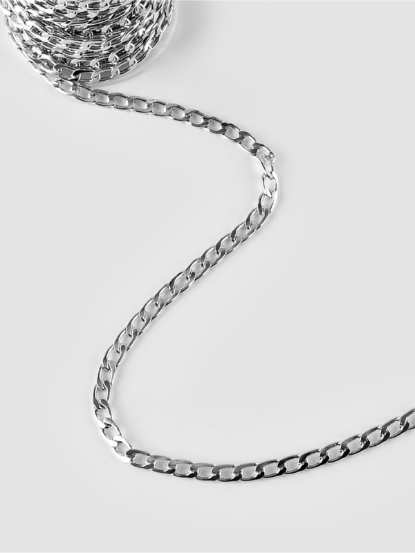 Цепочка алюминий плоская 11*6,5мм 10&plusmn;0,5м серебряный АУ