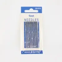 Иглы швейные №1/5, d=1.04 мм, 6 см, с золотым ушком, 10 шт.