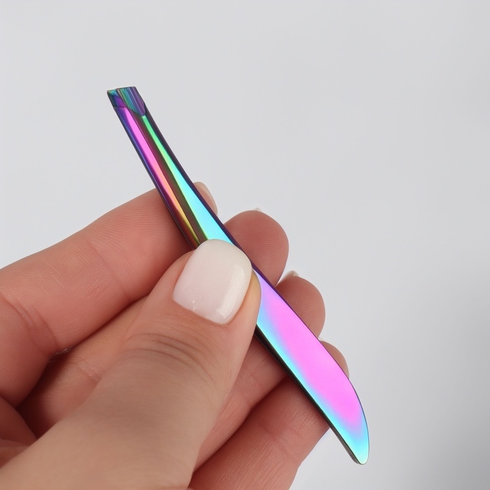 Пинцет скошенный, 9 см, цвет хамелеон Пинцет скошенный, 9 см, цвет хамелеон