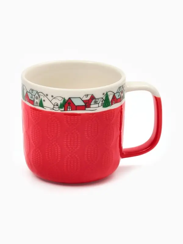 Кружка чайная керамическая &laquo;Новогодняя деревушка&raquo;, 350 мл, ручная работа