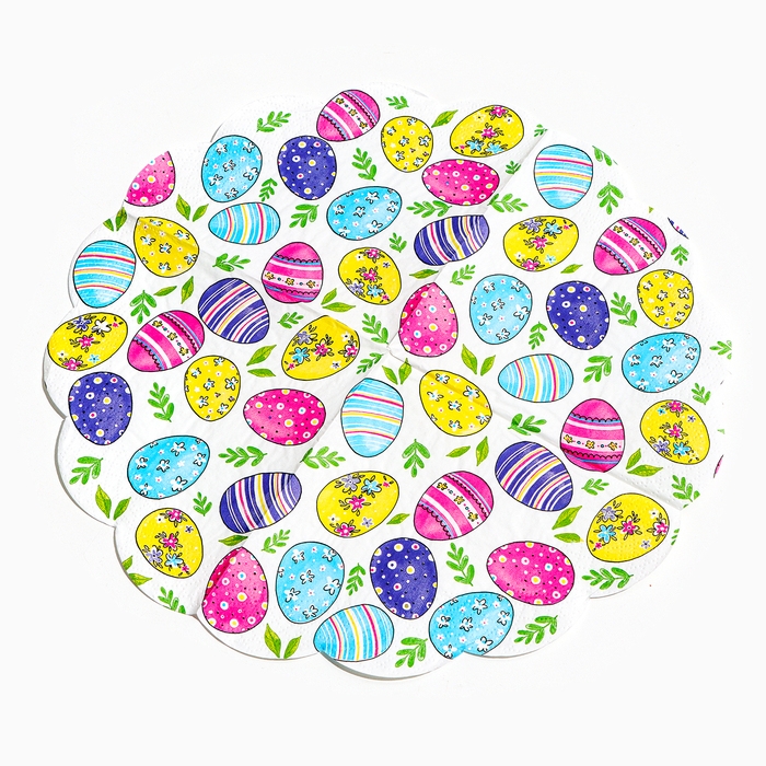 Пасхальные круглые салфетки бумажные Art Bouquet Rondo &laquo;Акварельные яйца&raquo;, 1 слой, d=32 см, 12 шт