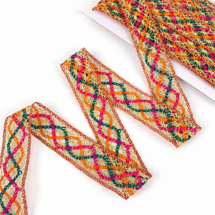 Тесьма цветная с люрексом, 3 см, в рулоне 10 метров