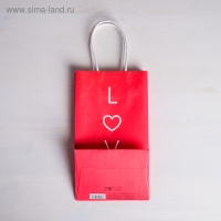 Пакет подарочный крафт, упаковка, &laquo;Love&raquo;, 12 х 21 х 9 см