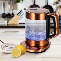 Чайник электрический Kitfort КТ-6657, стекло, 1.5 л, 2200 Вт, цвет медь Чайник электрический Kitfort КТ-6657, стекло, 1.5 л, 2200 Вт, цвет медь