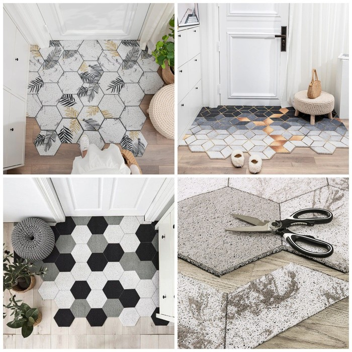 Коврик придверный грязезащитный Доляна &laquo;Мрамор&raquo;, вырезной, 60&times;90 см, цвет серый