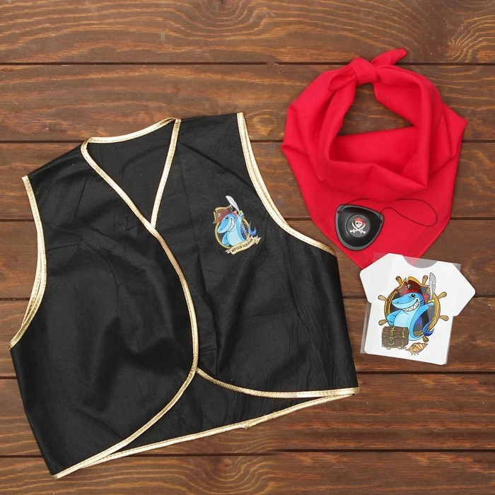 Карнавальный костюм &laquo;Морской разбойник&raquo;, жилетка, наглазник, термонаклейка, бандана