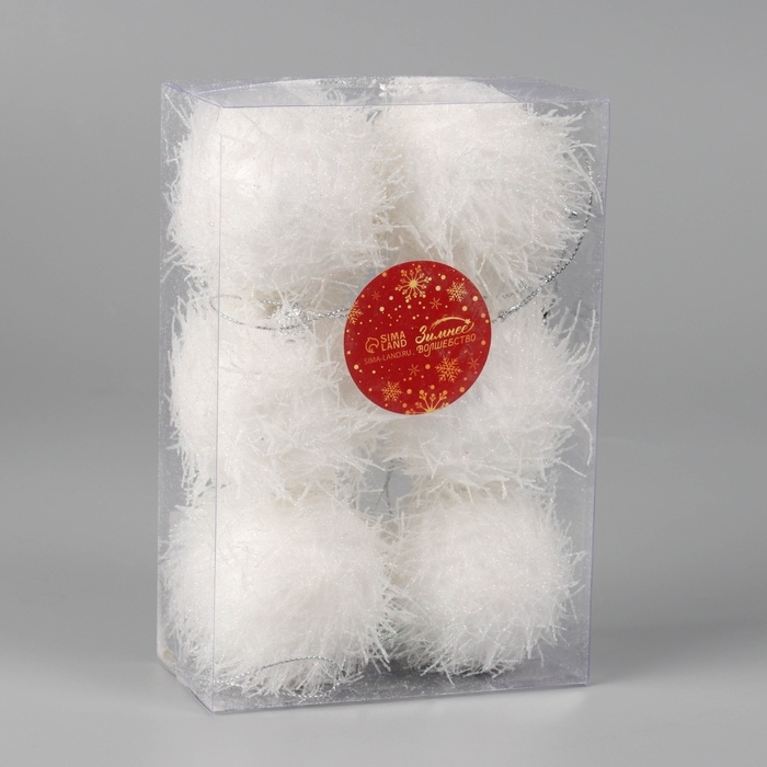 Набор шаров пластик d-6 см, 6 шт "Амброс" белый