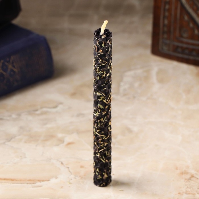 Свеча из вощины с чабрецом Свеча из вощины с чабрецом "Восстановление энергетики человека" , 13х1,7 см, 1 ч, черный