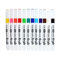 Набор маркеров акриловых 12 цветов, круглый наконечник, для любой поверхности Набор маркеров акриловых 12 цветов, круглый наконечник, для любой поверхности