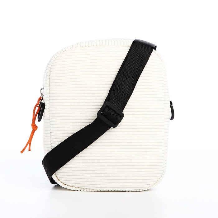 Сумка молодёжная на молнии, наружный карман, цвет белый