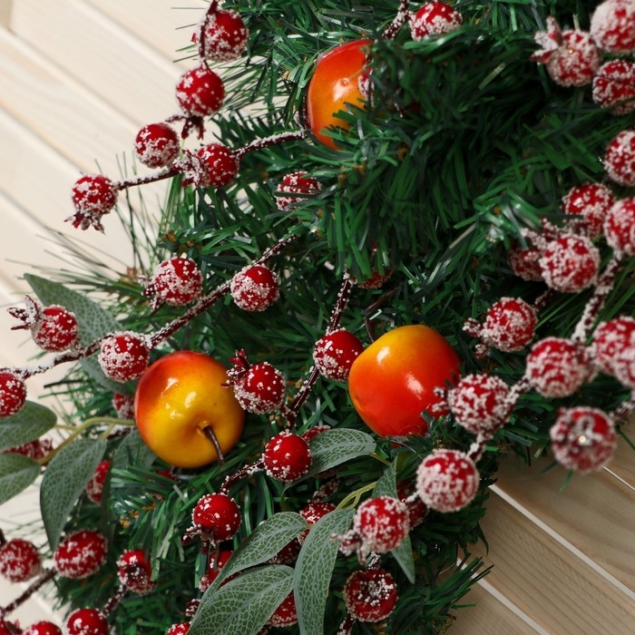 Ёлка декор настенная "Уютная сказка" веточки ягодки, 64 см
