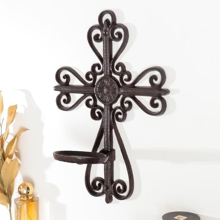 Подсвечник чугун на 1 свечу настенный Подсвечник чугун на 1 свечу настенный "Кельт" 34,5х11,5х24 см