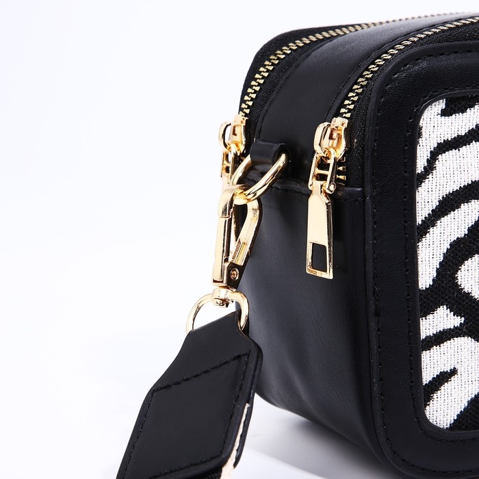 Сумка кросс-боди на молнии, цвет чёрный/белый