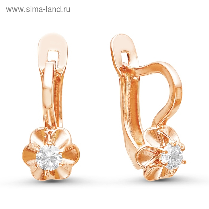 Серьги детские &laquo;Цветочек&raquo;, розовое золочение, цвет белый