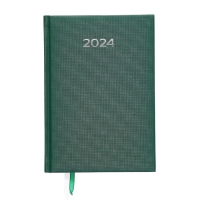 Ежедневник датированный 2024 года, А5, 176 листов, Attomex.Lancaster, обложка балакрон, ляссе, блок 70 г/м2, зелёный